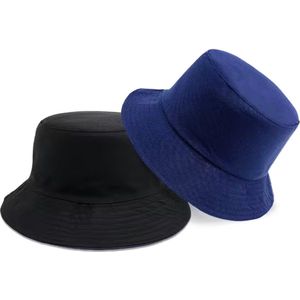Bucket Hat Deluxe - Omkeerbaar Vissershoedje - Blauw & Zwart - Reversible - Dubbellaags - Maat 58 cm - Heren - Dames - Festival Accessoire - Festivalhoedje - Regenhoedje - Zonnehoedje - Emmerhoed - Hoed - Unisex