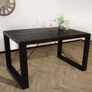 Eettafel rechthoekig mangohout Jonas zwart 140cm duurzaam mango tafel eetkamertafel hout