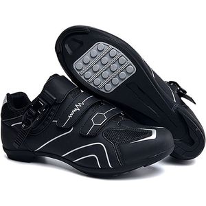 RAMBUX® - Fietsschoenen - MTB Schoenen Heren & Dames - Zwart Zilver - Platte Zool - Wielrenschoenen - Klikschoenen - Mountainbike - Racefiets - Maat 41