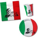 Tafel dekken versiering set vlag Italie thema voor 20x personen - Bekertjes - Bordjes - Servetten