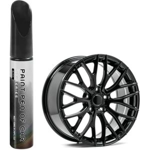 TLVX Hoogglans Zwarte Velgen Schade Reparatie Lakstift / Velg Schade Pen met Kwastje / Velgschade Verf Zwart Glans / Lichtmetalen Velg Kras Herstel / Wielnaaf Reparatie Pen / Wieldoppen / Krassen verwijderen / Black Gloss / Permanent / Waterproof