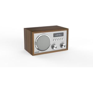 Linsar Nostalgische radio in houten design, digitale tuning FM/DAB FM-radio met USB-aansluiting, draadloze BT-verbinding, ingebouwde mono-luidspreker, AUX-IN, hoofdtelefoonfunctie, lcd-display