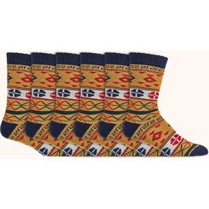 Hygge Sokken | Wollen sokken | Dames & Heren | Diverse maten | Geel | 6 paar