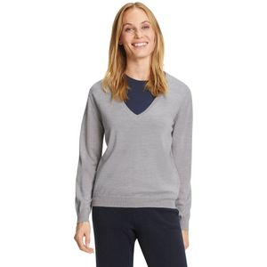 FALKE Basic New Merino V-Neck elegante klassieker wol trui dames grijs - maat XS