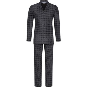 Ringella heren pyjama - Doorknoop katoen - Grey - 58 - Grijs