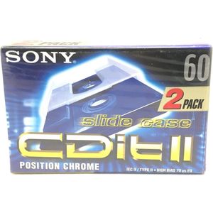 Sony CDit-II 60 position chrome 5 Pack Cassettebandje- Uiterst geschikt voor alle opnamedoeleinden / Sealed Blanco Cassettebandje / Cassettedeck / Walkman.