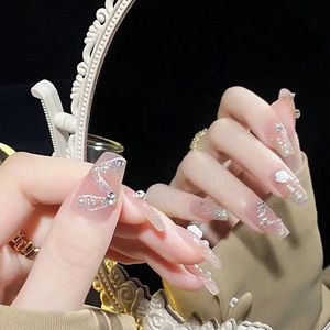 verymeet-24Plaknagels-Press On Nails -delicate & comfartable-Lichte luxe camelia-stijl