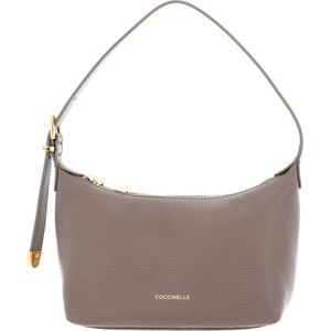 COCCINELLE Leren Schoudertas Coccinelle Gleen Mini Bag Grained Leather Warm Taupe