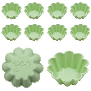 Tarteletjesvorm voor mini-cake, taart en quiche - siliconen bakvormen set voor kleine keukentjes - 10 stuks (groen) tartelette vormen