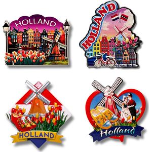 Koelkastmagneten Set: Holland - 4 stuks - Typische Souvenirs uit Nederland