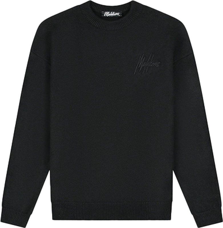 Malelions - Oversized Knitted Signature Sweater - Zwart - Gebreide Trui