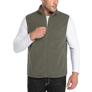 Ultrazacht heren fleece vest met staande kraag - Mouwloos outdoor fleecejack met zakken