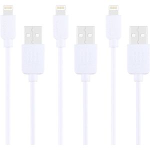 3 STKS HAWEEL 1 m High Speed ​​8 pins naar USB Sync en oplaadkabel Kit, voor iPhone XR / iPhone XS MAX / iPhone X & XS / iPhone 8 & 8 Plus / iPhone 7 & 7 Plus / iPhone 6 & 6s & 6 Plus & 6s Plus / iPad (wit)