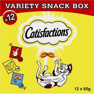 Catisfactions Snacks - Megabox - Kattensnoepjes- Kip & Kaas & Zalm - 12 x 60g