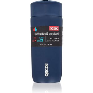 Koffiekopje marineblauw 350ML - RVS, dubbelwandig