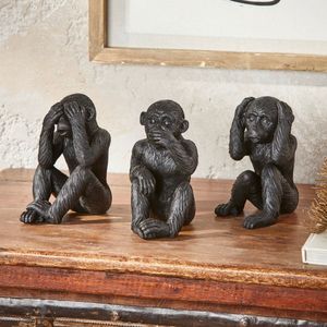 Home&Deco Horen zien zwijgen apen beeld zittend humor-14x17x35 cm-1 stuks