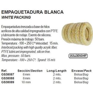 Vetkoord Vet koord / Verpakking witte pakking dikte 6mm (GS38087)