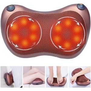 CHIWIN Shiatsu Massagekussen met Warmte - Nek en Rug Massage Apparaat - 16 Massagekoppen - Professionele Bidirectionele Massage - Compact en Draagbaar - Kneeden, Rollen en Verwarmen - Bruin