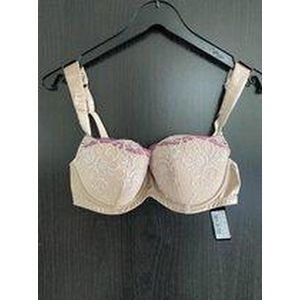 Panache Masquerade Lingerie Delphi BH - balconet bh - sepia rasp, beige met rood - maat E85