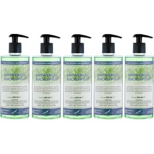 Douchegel Eucalyptus 500 ml - set van 5 stuks - met gratis pomp - Showergel