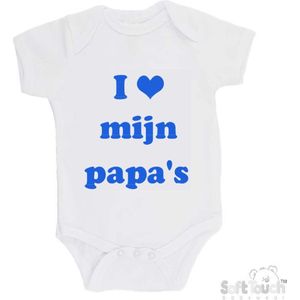 100% Katoenen Romper ""I mijn papa's"" Jongens Katoen Wit/blauw Maat 62/68