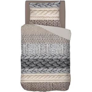 Snoozing Knitted Wool - Flanel - Dekbedovertrek - Eenpersoons - 140x200/220 cm - Multi kleur
