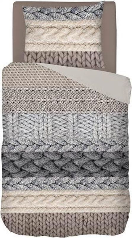 Snoozing Knitted Wool - Flanel - Dekbedovertrek - Eenpersoons - 140x200/220 cm - Multi kleur