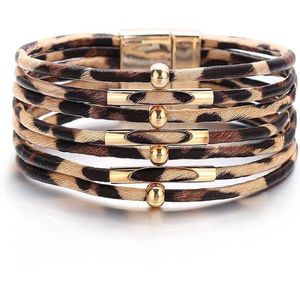 Sorprese armband - Luipaard Print - armband dames - goudkleurige sluiting - wikkelarmband - cadeau - Model I
