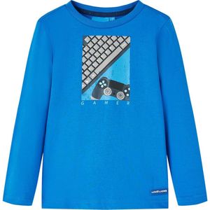 vidaXL - Kindershirt - met - lange - mouwen - 116 - kobaltblauw