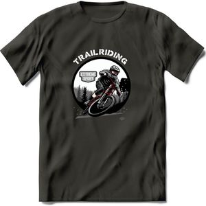 Trailriding T-Shirt | Mountainbike Fiets Kleding | Dames / Heren / Unisex MTB shirt | Grappig Verjaardag Cadeau | Maat L