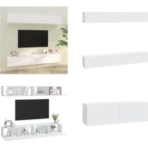 vidaXL Tv-wandmeubels 4 st 100x30x30 cm wit - Tv-kast - Tv-kasten - Tv-meubel - Tv-meubel Met LED-verlichting
