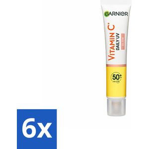 6 x Garnier - SkinActive - UV Fluid - Vitamine C - Anti-Pigmentvlekken - SPF 50+ - 40 ml - Zonbescherming - Vitamine C Serum - Anti Pigmentvlekken - Dagcrème - Spf50