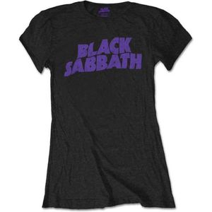 Black Sabbath - Wavy Logo Vintage Dames T-shirt - L - Zwart