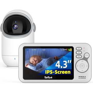 Baby Monitor Camera met 4.3 Inch Scherm - Babyfoon met Nachtzicht, Temperatuurmonitor en Twee-weg Communicatie
