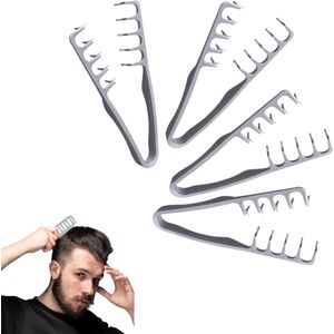 4 Stuks - Hairstyling Kam - Grove Textuur Kam - Geschikt voor Het Stylen van Volumineuze Haarstijlen, Kam voor Ruw Haar - 19x9 cm - Grijs - Haarkam - Volumineuze Textuur Styling Kam