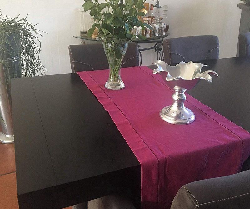 Kerst Tafelloper 45 x 150 cm Bordeaux Rood & Zilver