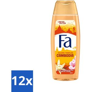 Fa - Douchegel - Golden Tempels Cambodia - Exotische Geur - Verfrissend - 250 ml - Voordeelverpakking - 12 stuks