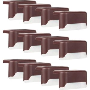 Solar Deck Lights 12/16 stuks - Solar Step Lights - Solar-hekverlichting voor buiten - led-zonnelamp traplicht - buitenwandlamp tuintuin - tuindek - 12 bruine schelpen wit .