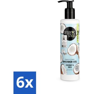 Organic Shop - Daily Care Coconut & Shea Shower Gel - Hydratatie & Verzorging - 280 ml - Voordeelverpakking - 6 stuks