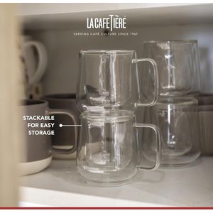 Dubbelwandige Espresso Glazen Set 100ml Siena - Geïsoleerde Koffiekopjes met Handvat