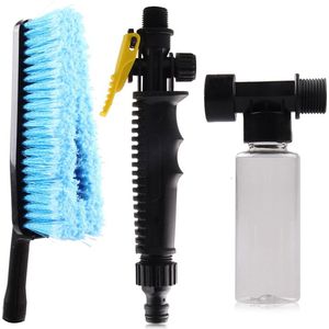 Somstyle Autowasborstel met Slangaansluiting - Inclusief Zeepdispenser - Velgenborstel - Borstel Voor Auto Wassen - Zwart / Blauw