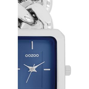 Zilverkleurige OOZOO horloge met zilverkleurige grove schakelarmband - C11352