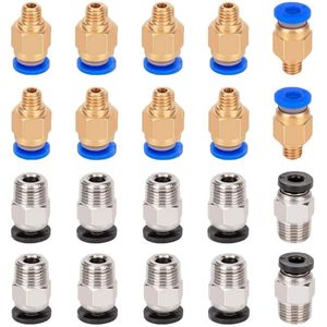 20pcs 3D Printer Tire Connector Kit - 10pcs PC4-M6 Tyres Quick Coupler - 10pcs PC4-M10 Tyres Straight Coupler - Accessoires voor 3D printers