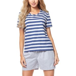 Merry Style MS-MS10-216-PJ Dames Pyjama - ronde hals - korte mouwen - korte broek zonder zakken - Katoen - Amarant/Grijs – S