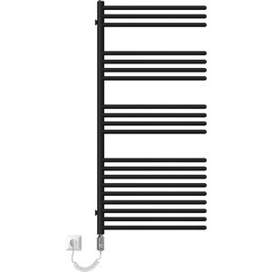 Elektrische badkamerradiator met verwarmingselement 900W 500x1200 mm zwart mat met thermostaat-touchbediening LuxeBath