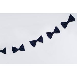 Vlaggenlijn van stof | Marine blauw - 5 meter - Donker blauwe strikken - Verjaardag slinger / Babykamer decoratie - Stoffen Bow Tie slingers handgemaakt & duurzaam