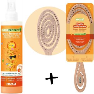 Nosa Protect Triple Action Tea Tree Spray 250ml met perzikgeur & Detangler Brush Oranje