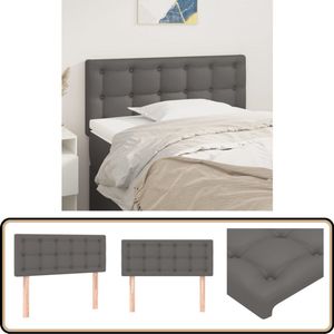 vidaXL Hoofdbord Kunstleer Grijs 80x5x78/88 cm Hoofd Bord - Bedsteun - Hoofdkussen - Sierlijke Headboard - Vintage Headboard