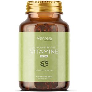 Vervea - Sunshine Boost Vitamine D3 1000IE - Vitamine D3 25MCG - 100 softgels - Premium