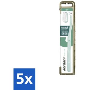 Jordan - Tandenborstel - Green Change - Soft - 4 Opzetborstels & 1 Houder - Bulkverpakking - 5 stuks